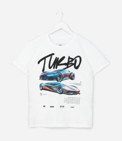 Camiseta Infantil com Estampa Carros Turbo - Tam 5 a 14 Anos
