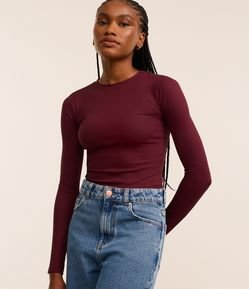 Blusa Manga Longa em Ribana de Poliamida