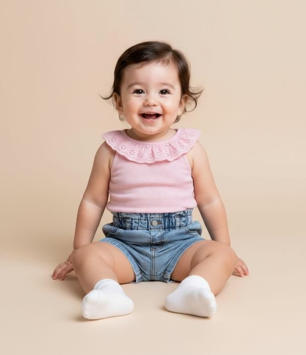 Short Infantil em Jeans - Tam 3 a 18 Meses