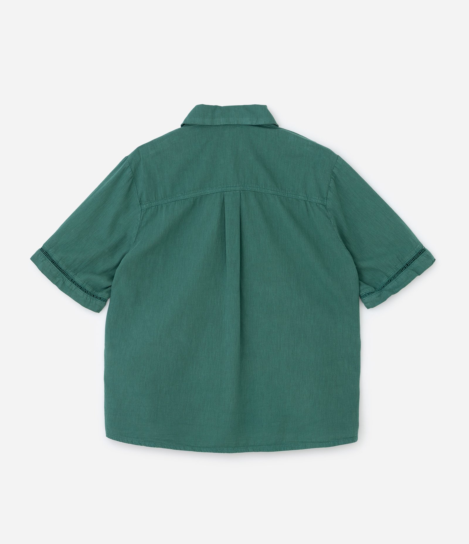 Camisa em Sarja Leve com Detalhe de Entremeios Curve & Plus Size Verde 5