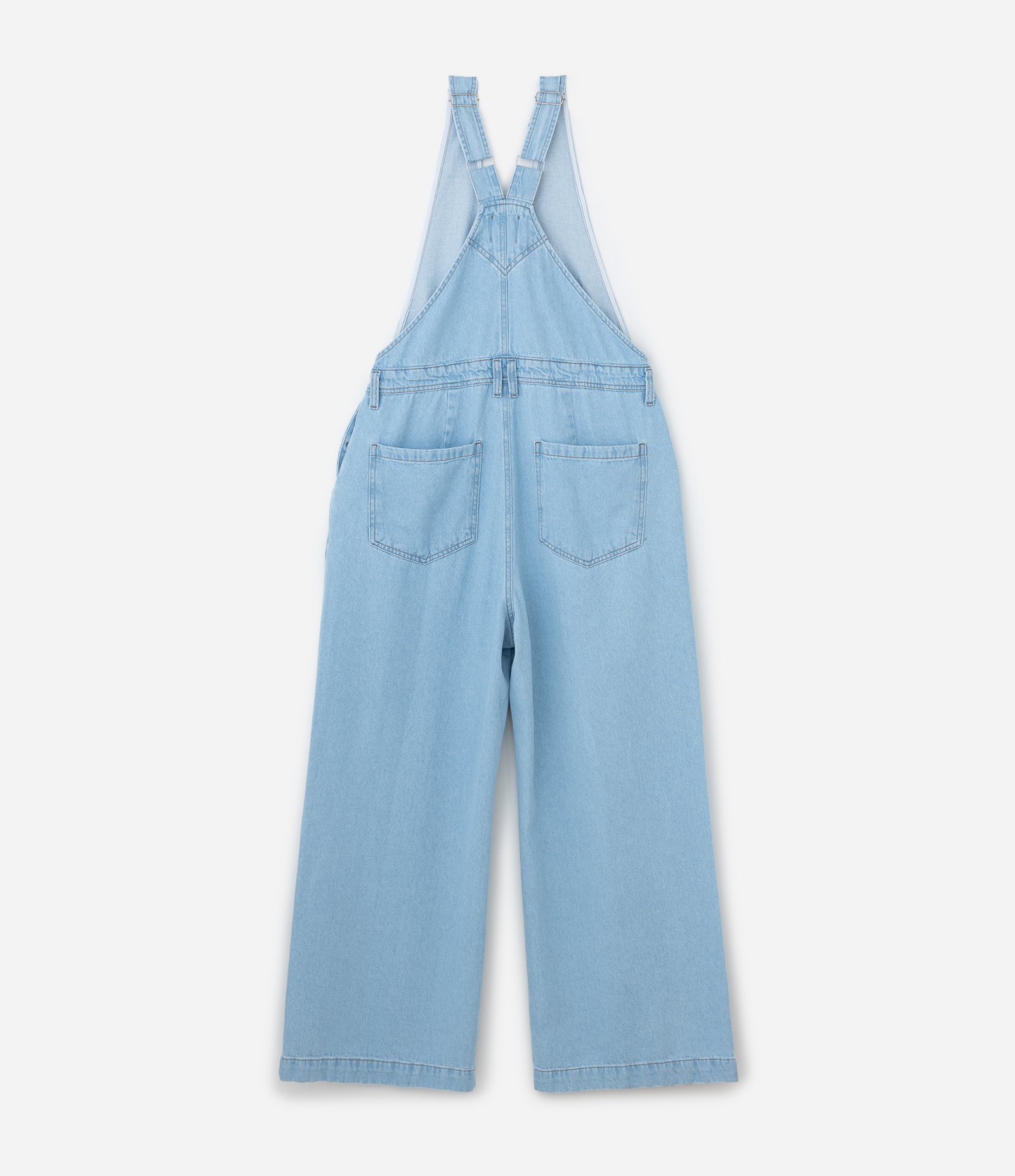 Jardineira em Jeans com Barra Larga Curve & Plus Size Azul 5