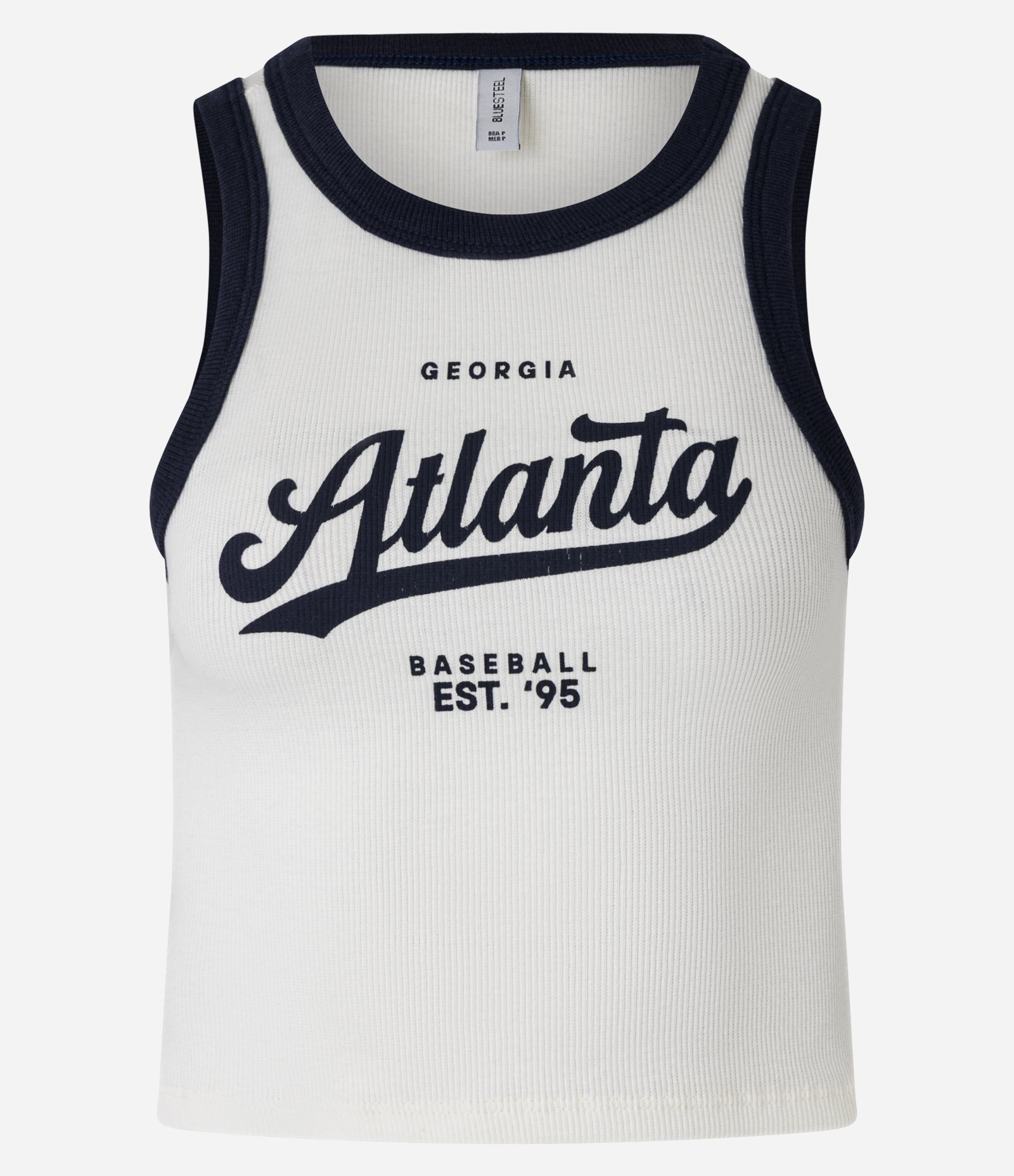 Regata em Ribana com Cava Contrastante e Lettering Atlanta Branco 5