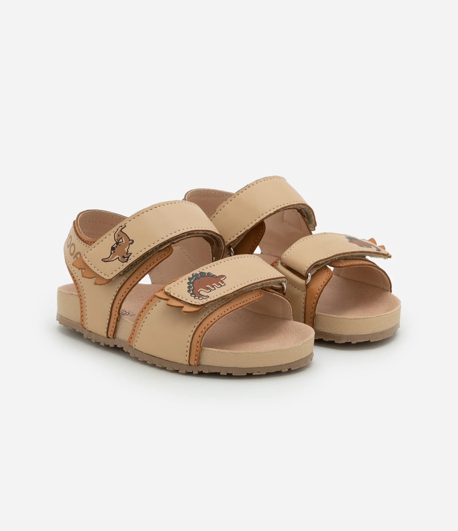 Sandália Infantil de Tiras Estampa Dinossauro - Tam 20 A 27 Marrom 1