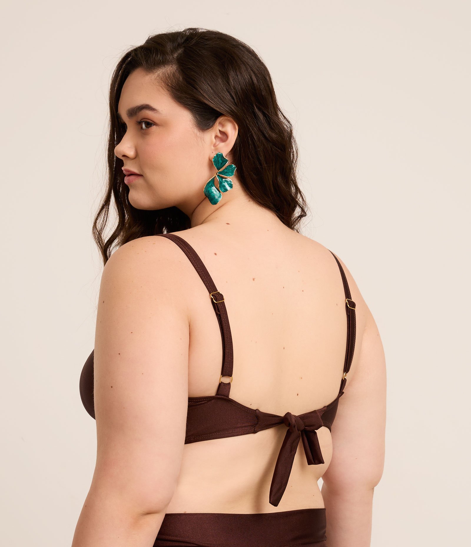 Biquíni Top Reto em Microfibra Brilhante Curve e Plus Size Marrom 3