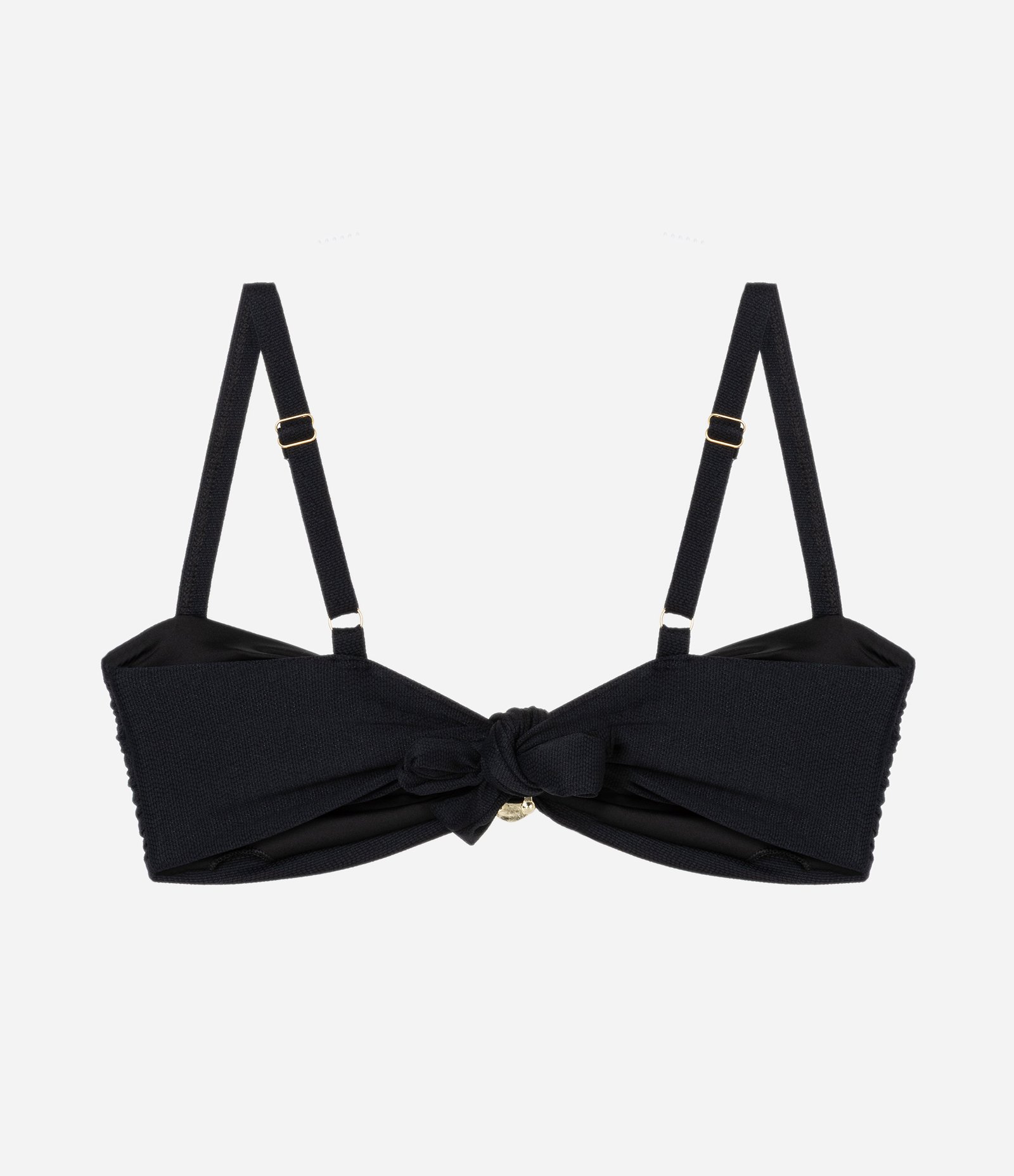 Biquíni Top Bandeau em Microfibra Texturizada com Aviamento Pedraria Curve e Plus Size Preto 6