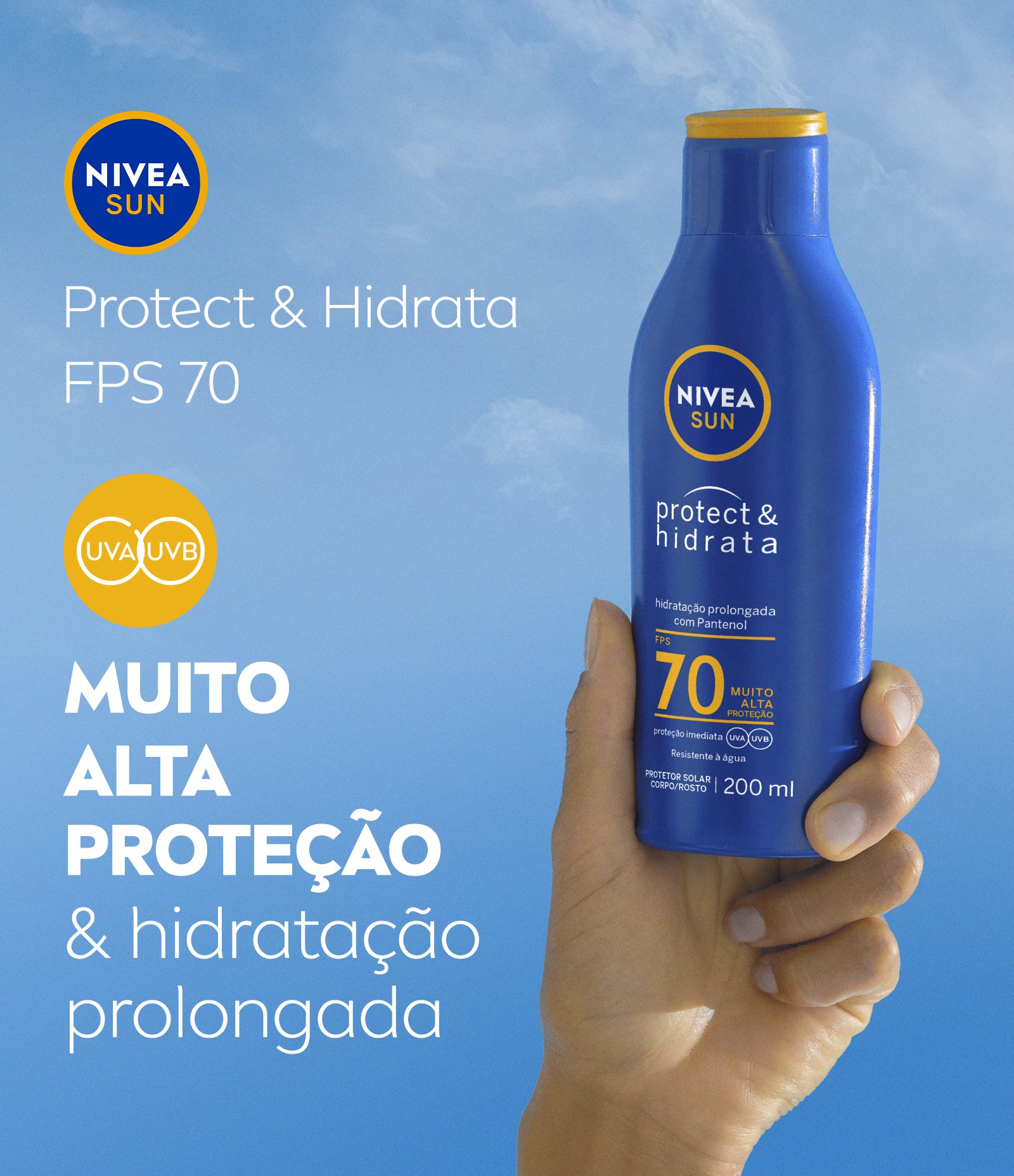 Protetor Solar Corporal Protect e Hidrata FPS 70 Nivea Sun 200ml 3