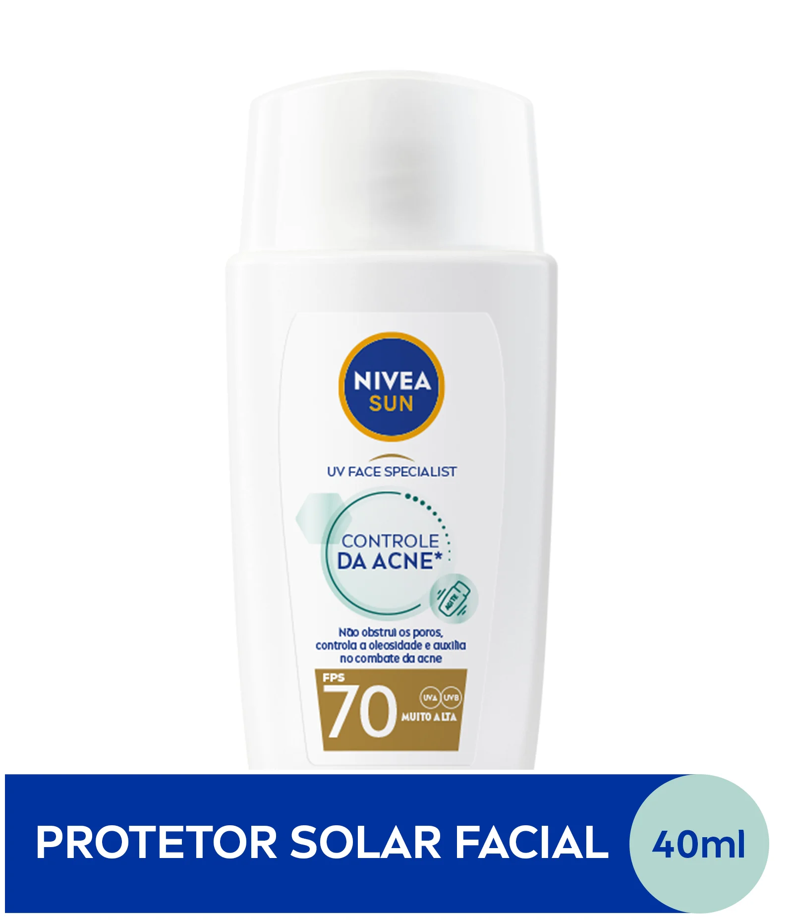 Protetor Solar Facial Fluido UV Face Specialist Controle da Acne FPS70 Nivea Sun 200ml 1