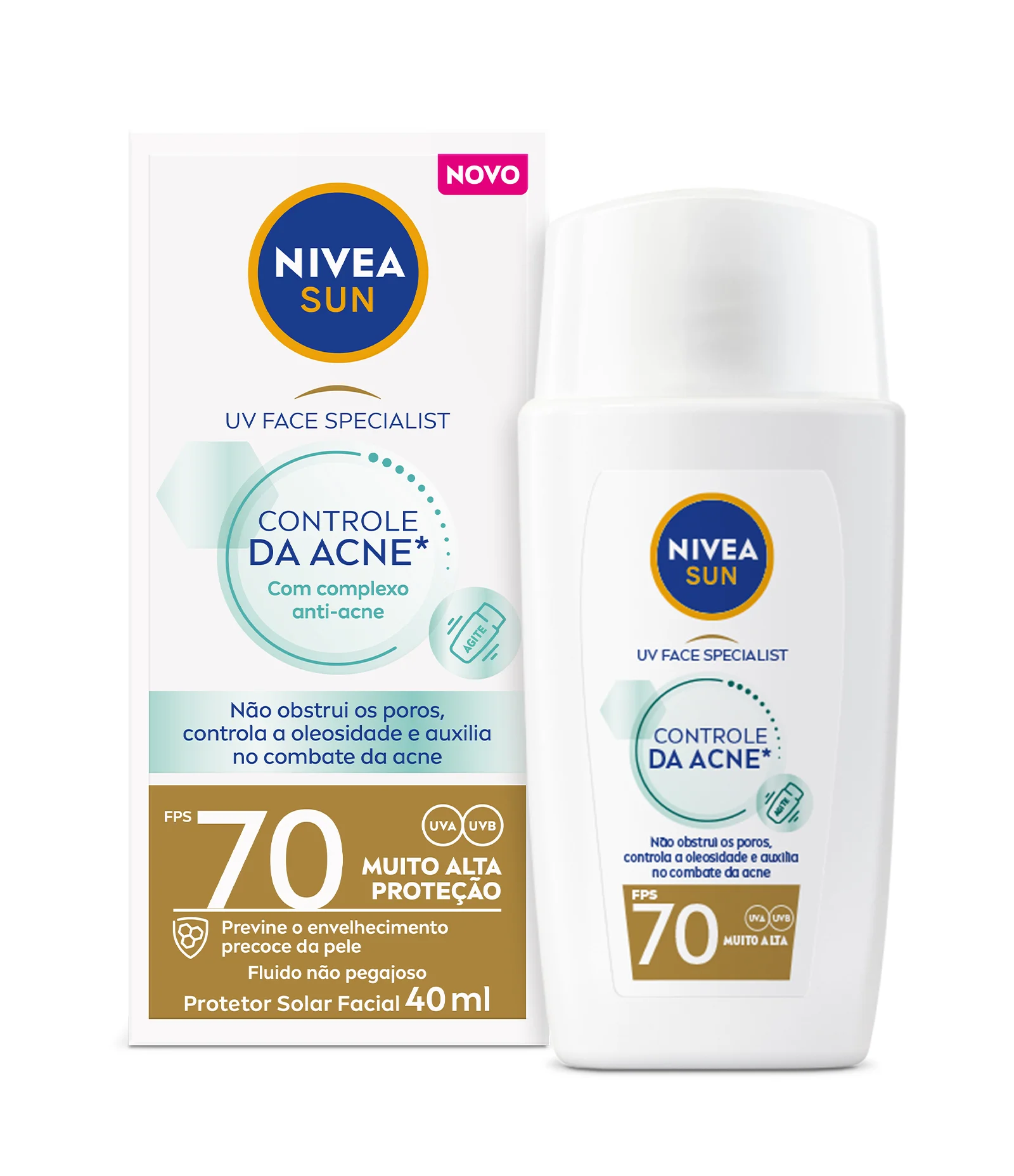 Protetor Solar Facial Fluido UV Face Specialist Controle da Acne FPS70 Nivea Sun 200ml 2
