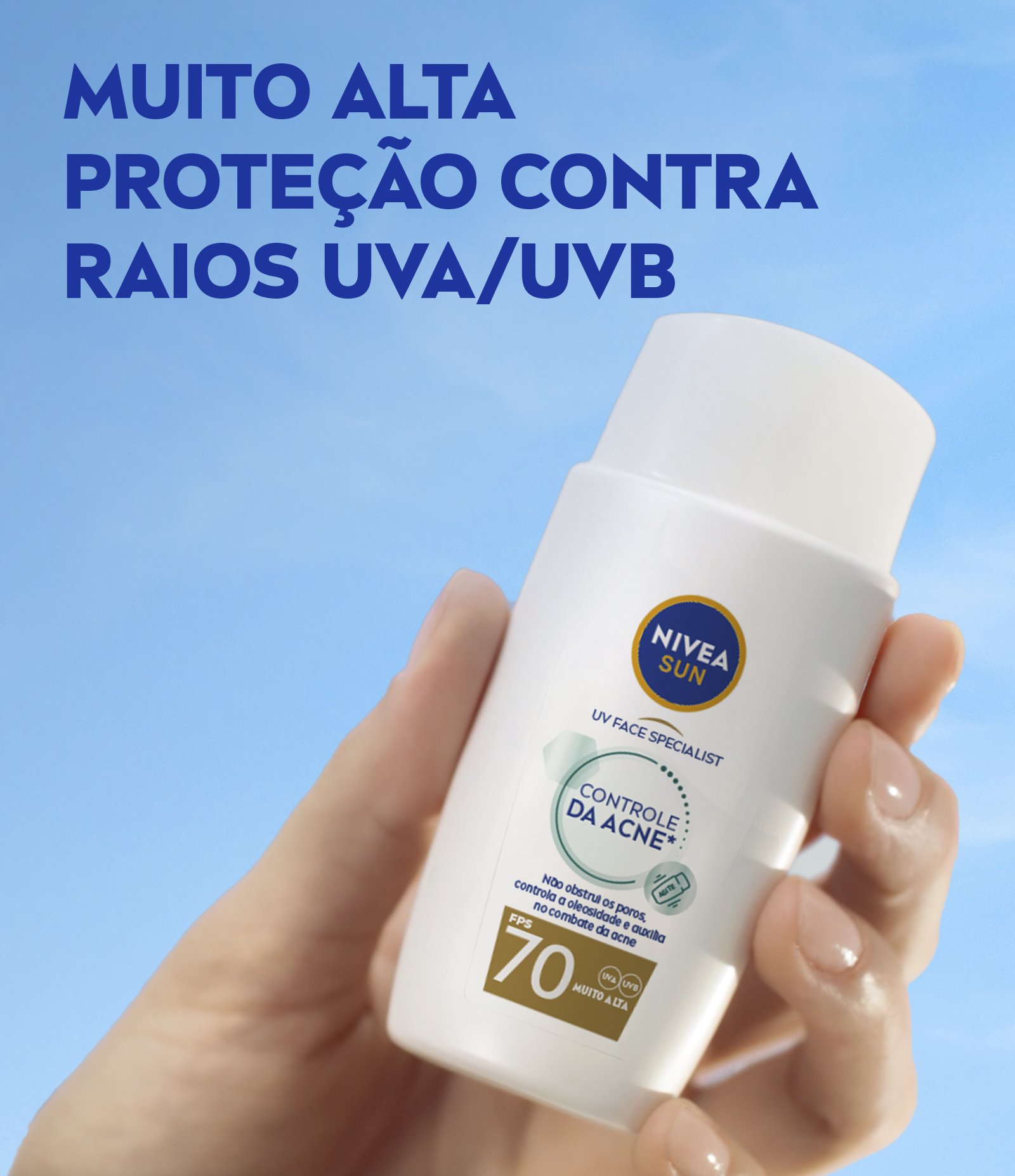 Protetor Solar Facial Fluido UV Face Specialist Controle da Acne FPS70 Nivea Sun 200ml 8