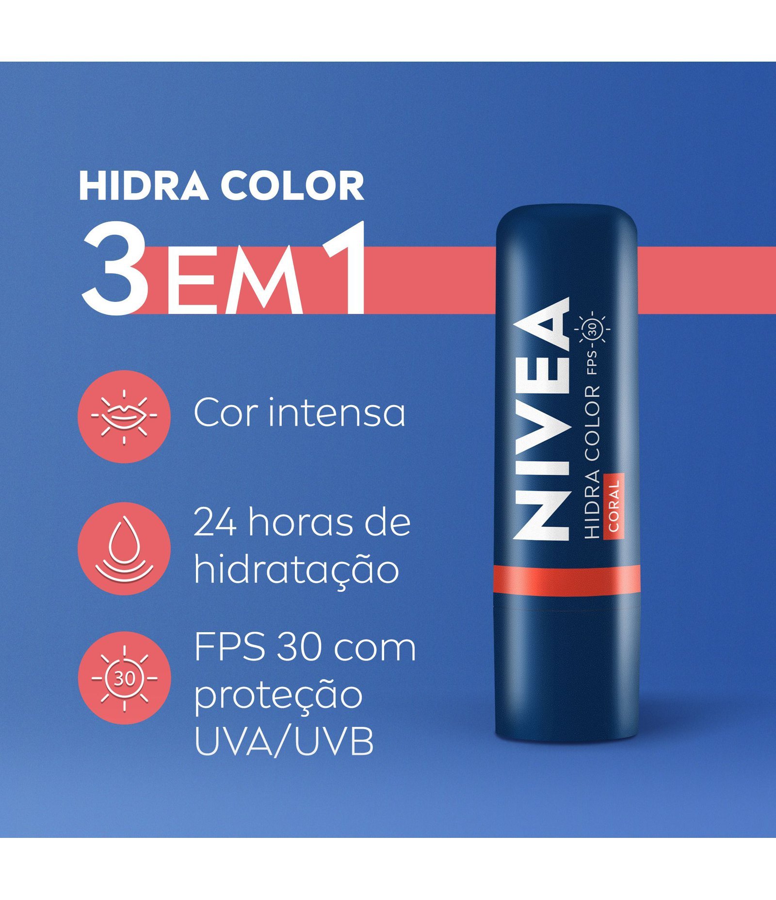 Hidratante Labial Hidra Color Coral 4 8g Nivea 4,8g 3
