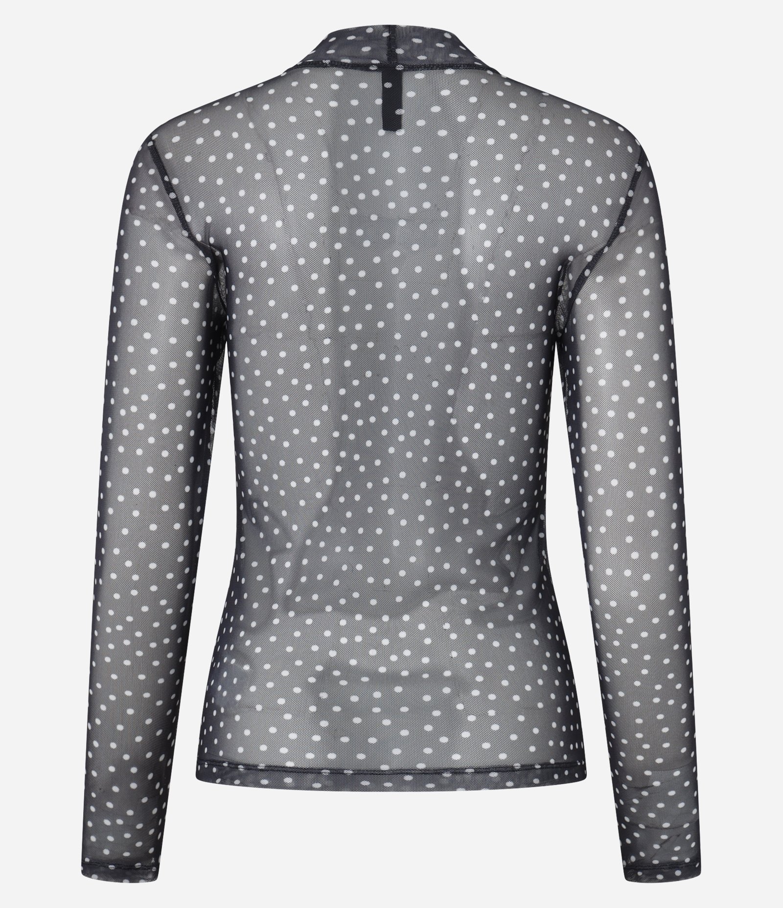 Blusa em Tule com Golinha Alta e Estampa Poá Preto 6