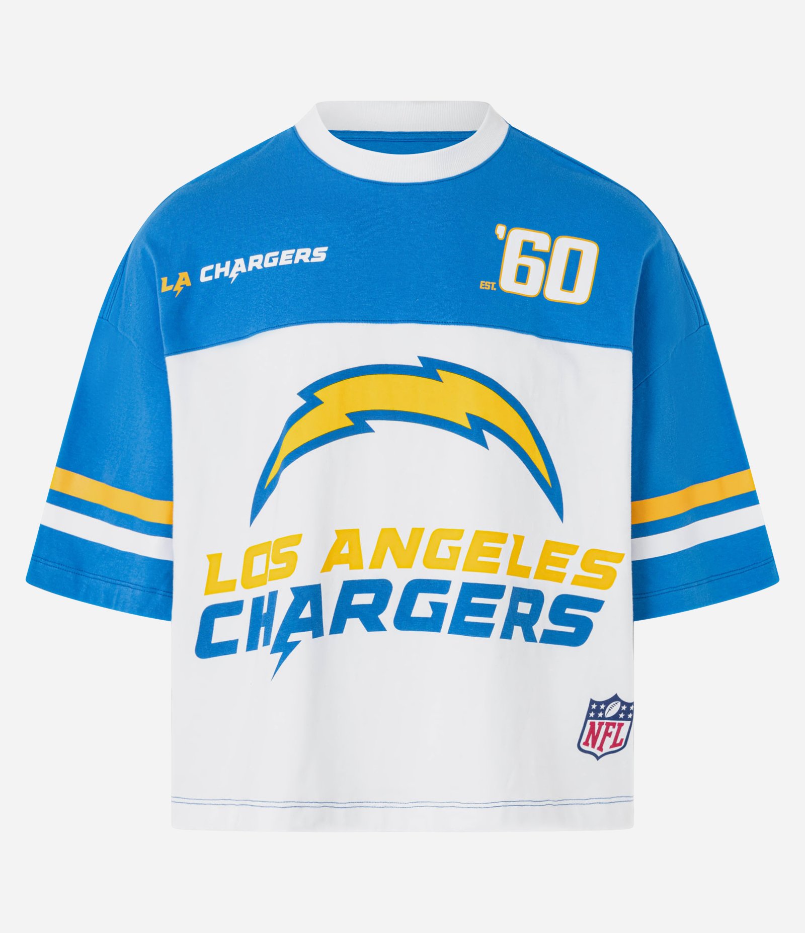 Camiseta Boxy em Algodão com Estampa e Lettering Los Angeles Chargers Azul 6