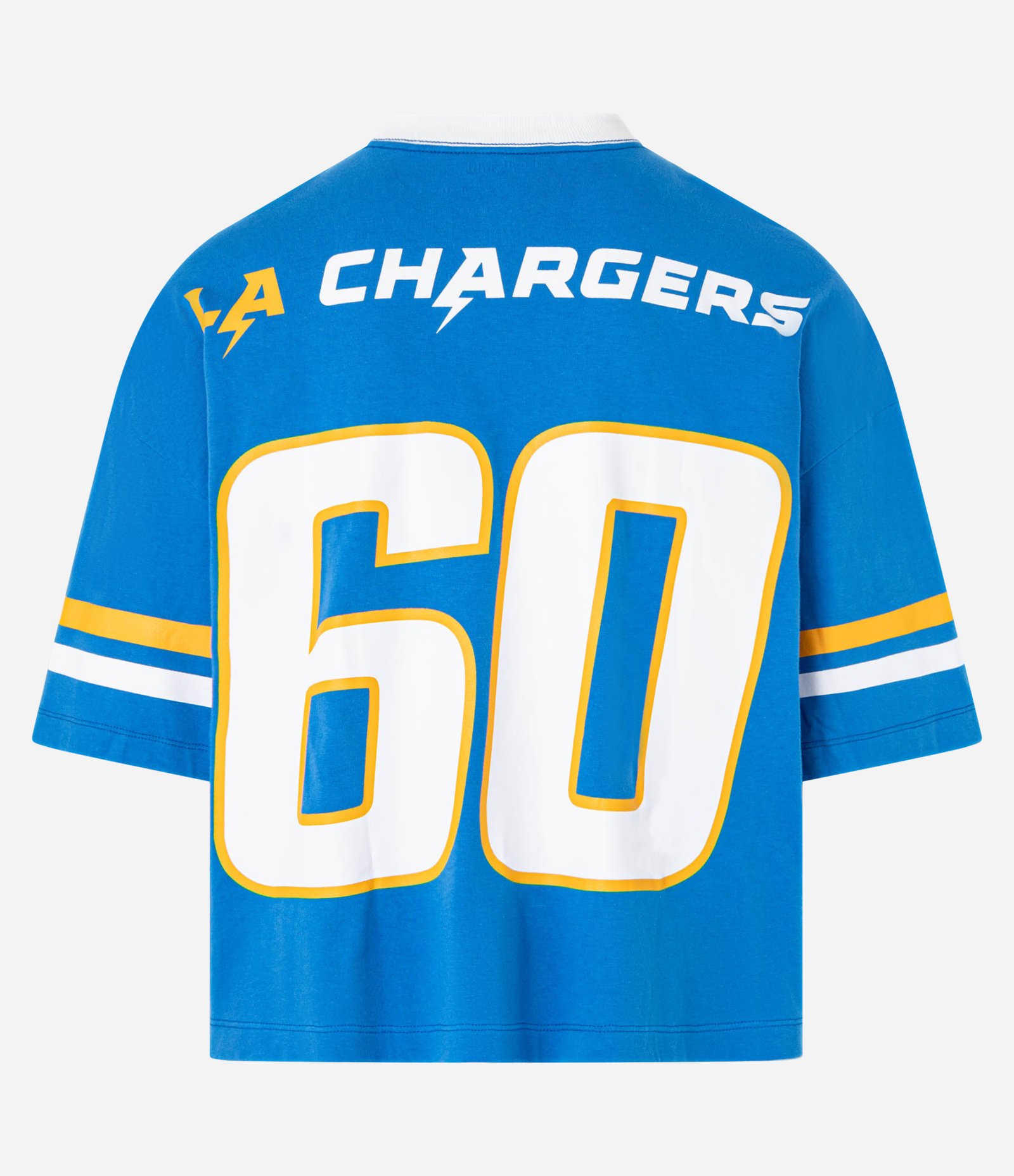 Camiseta Boxy em Algodão com Estampa e Lettering Los Angeles Chargers Azul 7