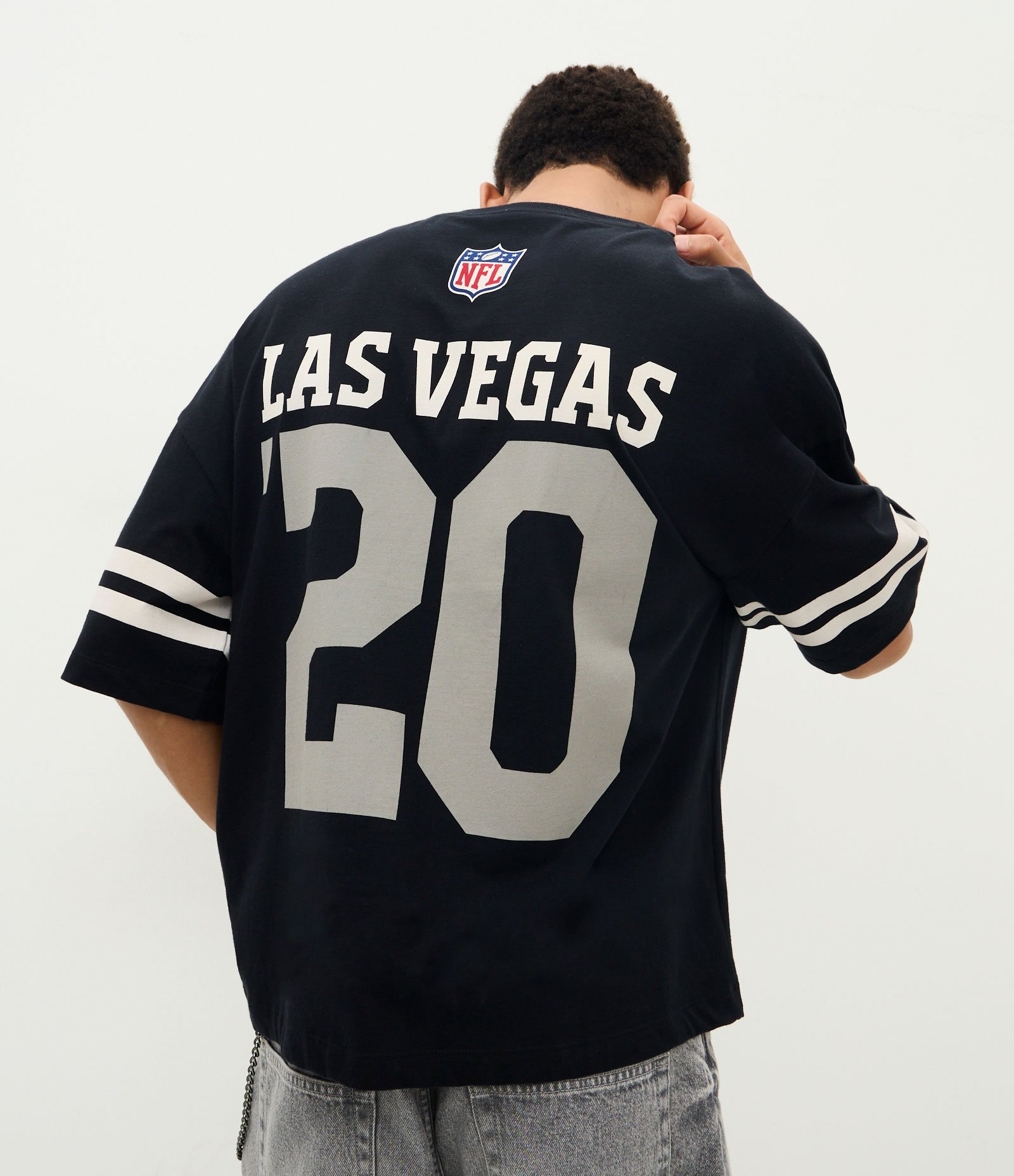 Camiseta Oversized em Algodão com Estampa Raiders NFL Preto 1