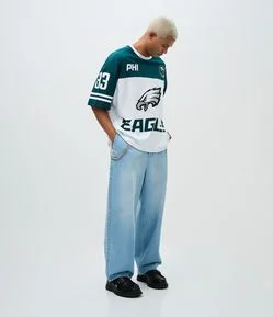 Camiseta Oversized em Algodão com Estampa Eagles NFL