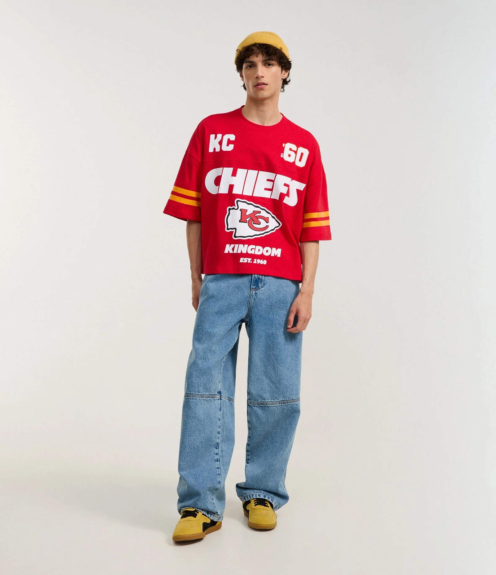 Camiseta Boxy em Algodão com Estampa Lettering Chiefs Vermelho 2