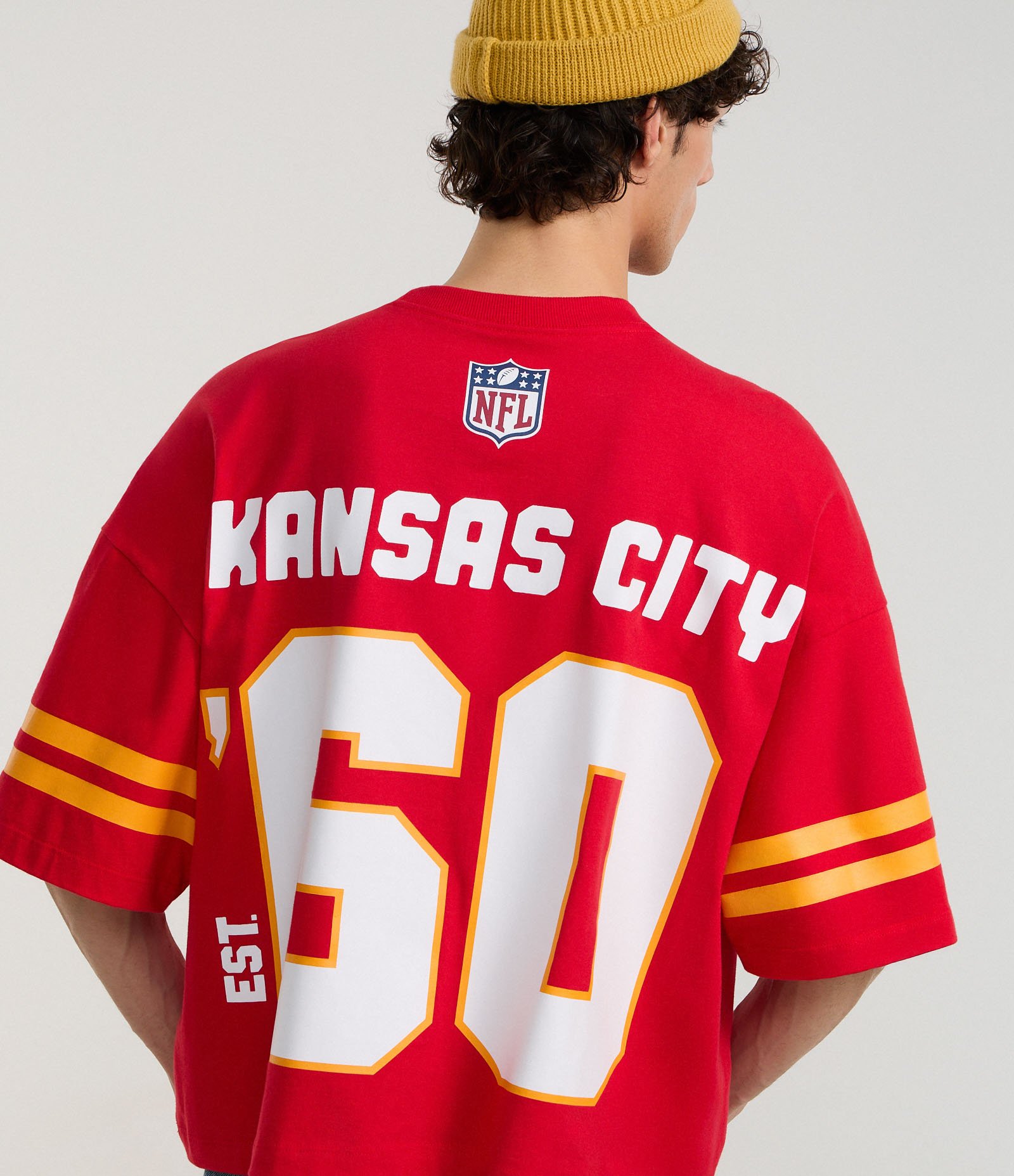 Camiseta Boxy em Algodão com Estampa Lettering Chiefs Vermelho 3