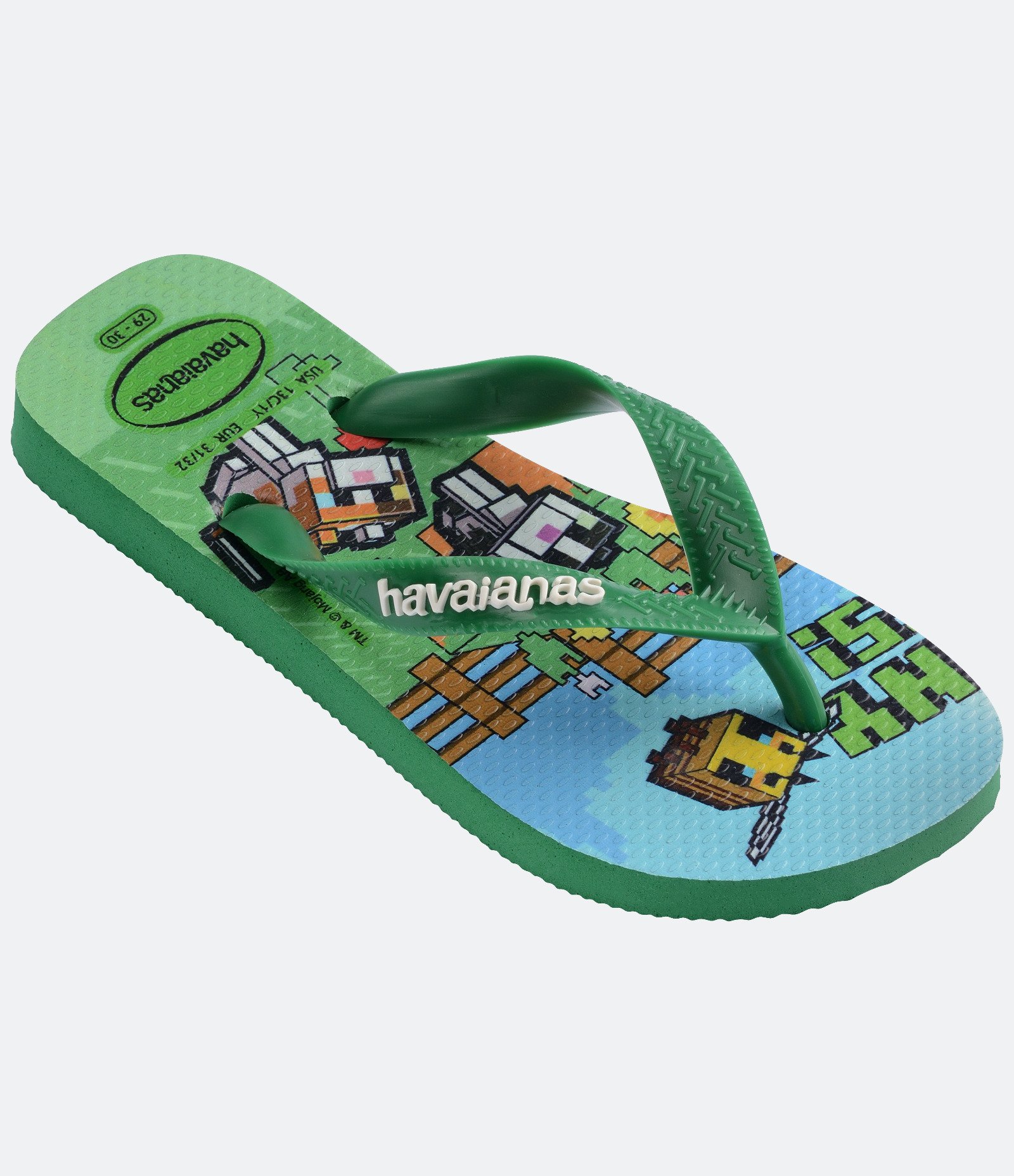 Chinelo Havaianas Infantil Estampa Minecraft - Tam 23 ao 36 Verde 4