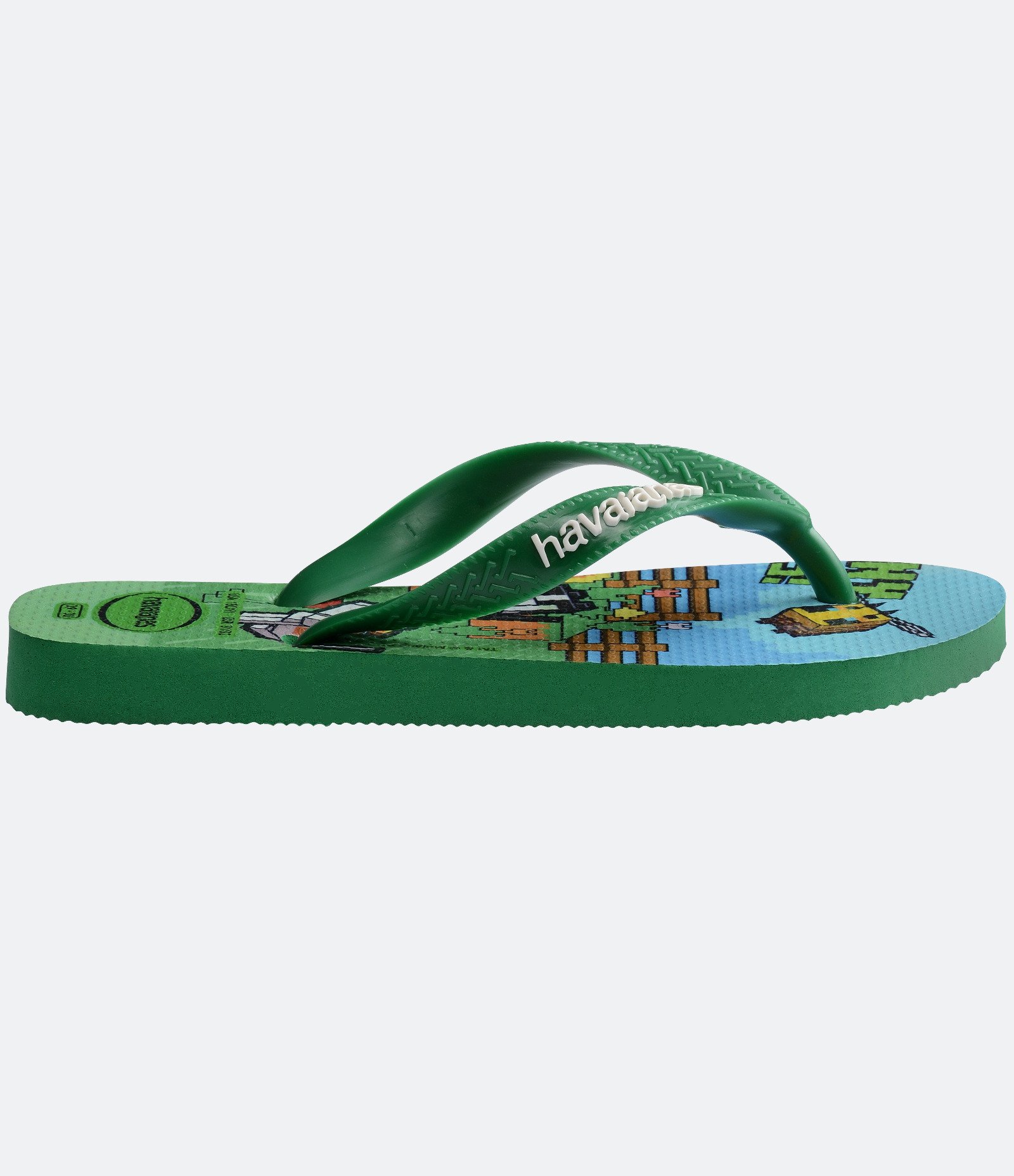 Chinelo Havaianas Infantil Estampa Minecraft - Tam 23 ao 36 Verde 3