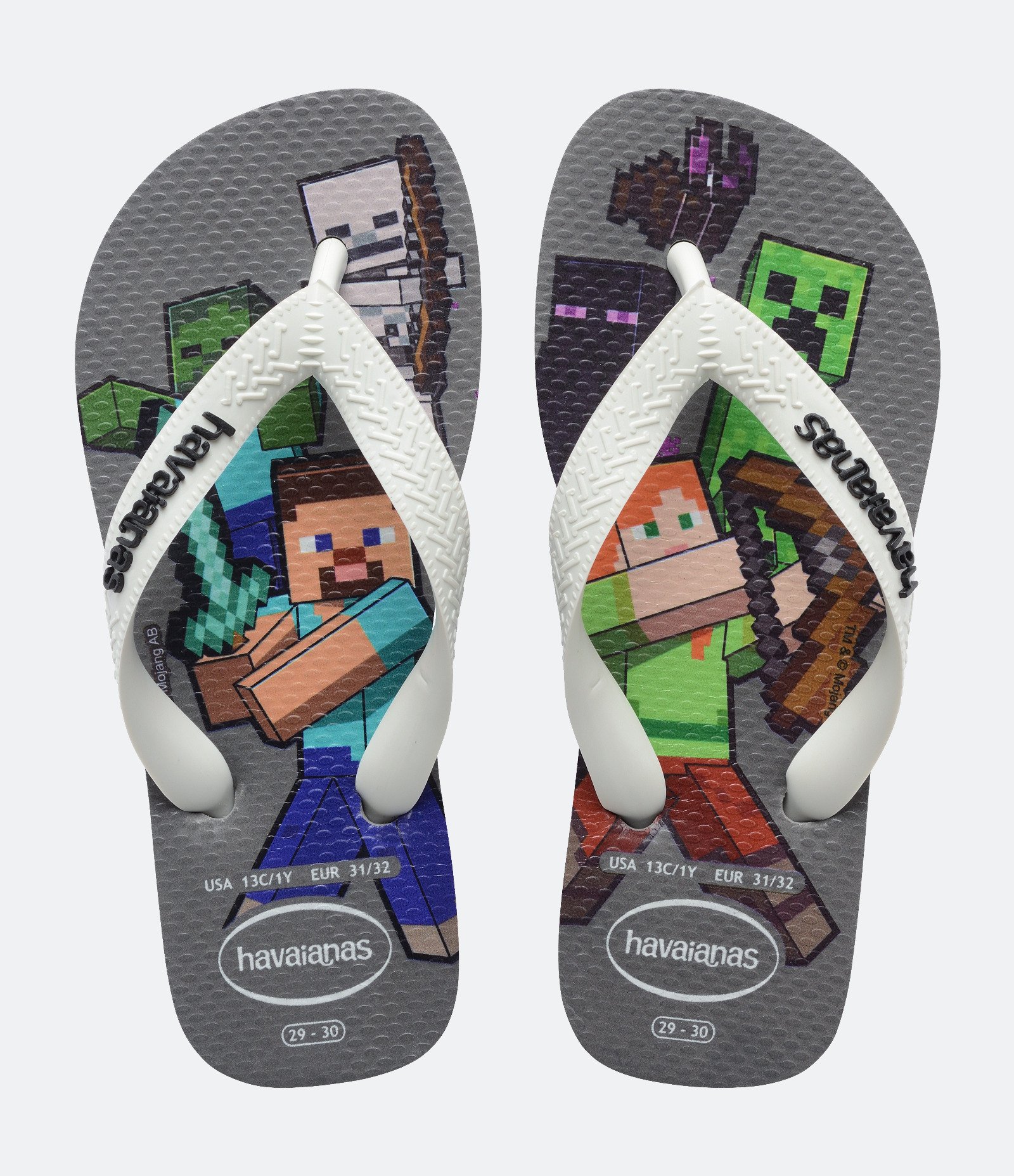 Chinelo Havaianas Infantil Estampa Minecraft - Tam 23 ao 36 Cinza 1