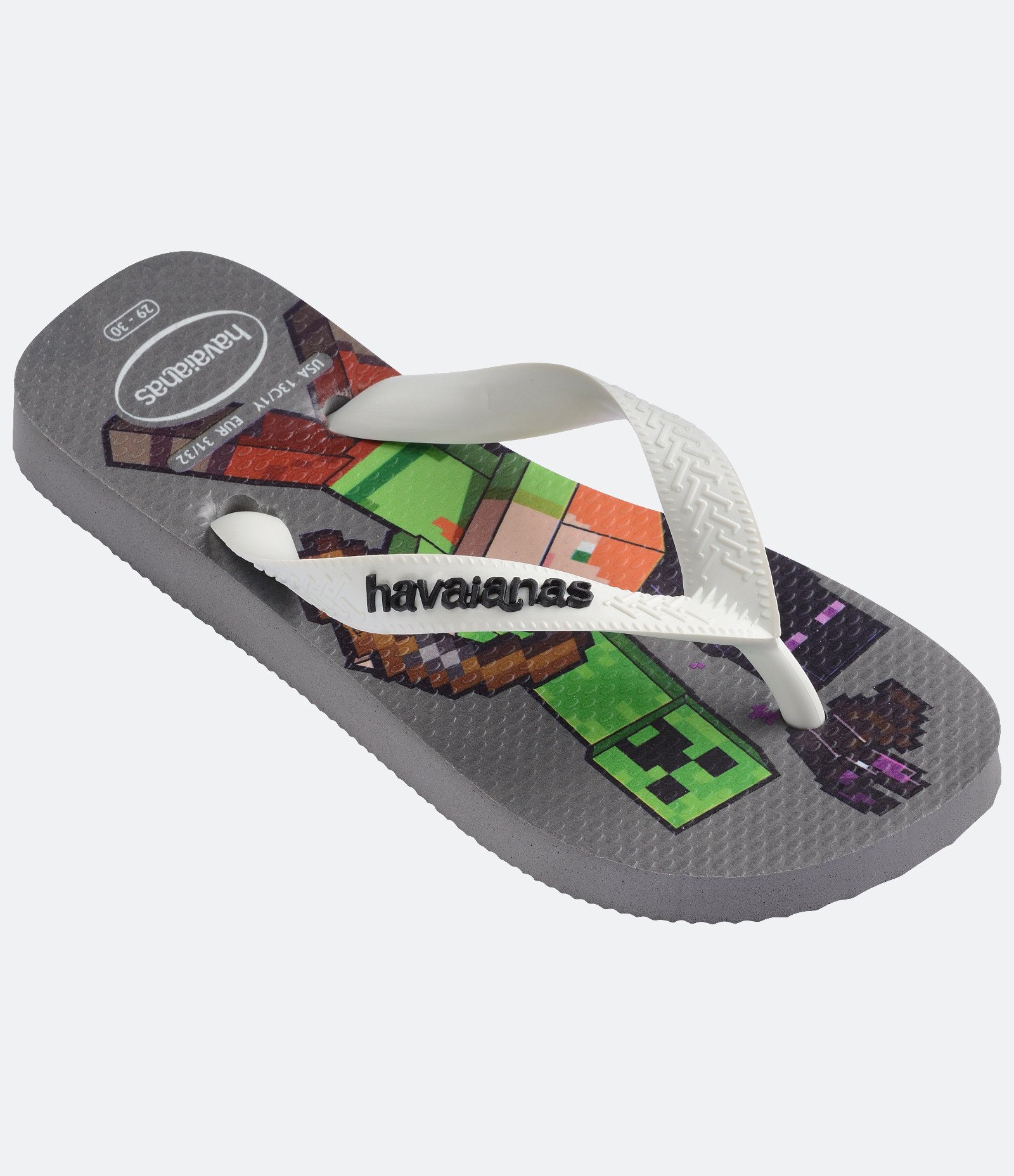 Chinelo Havaianas Infantil Estampa Minecraft - Tam 23 ao 36 Cinza 2