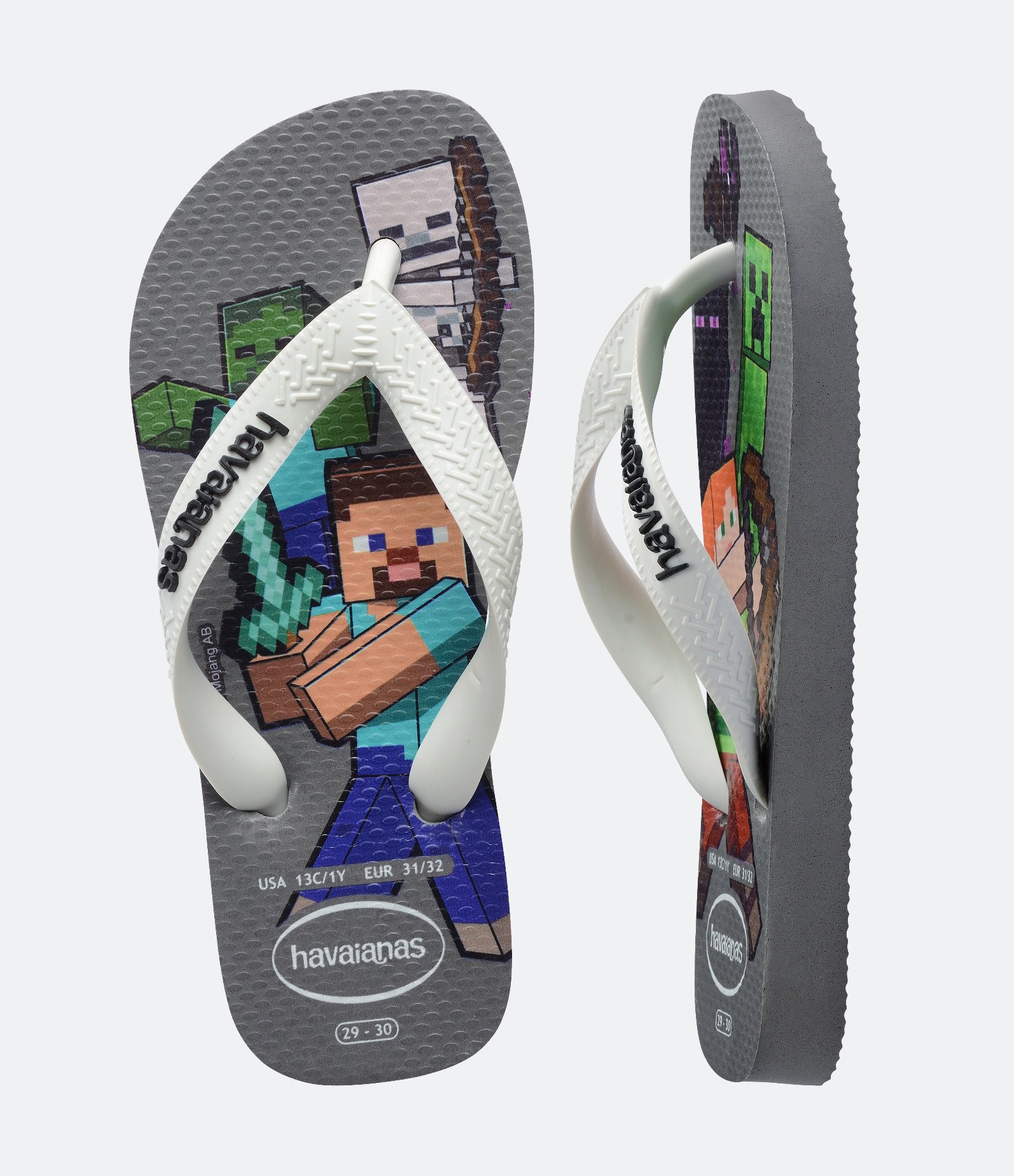 Chinelo Havaianas Infantil Estampa Minecraft - Tam 23 ao 36 Cinza 5