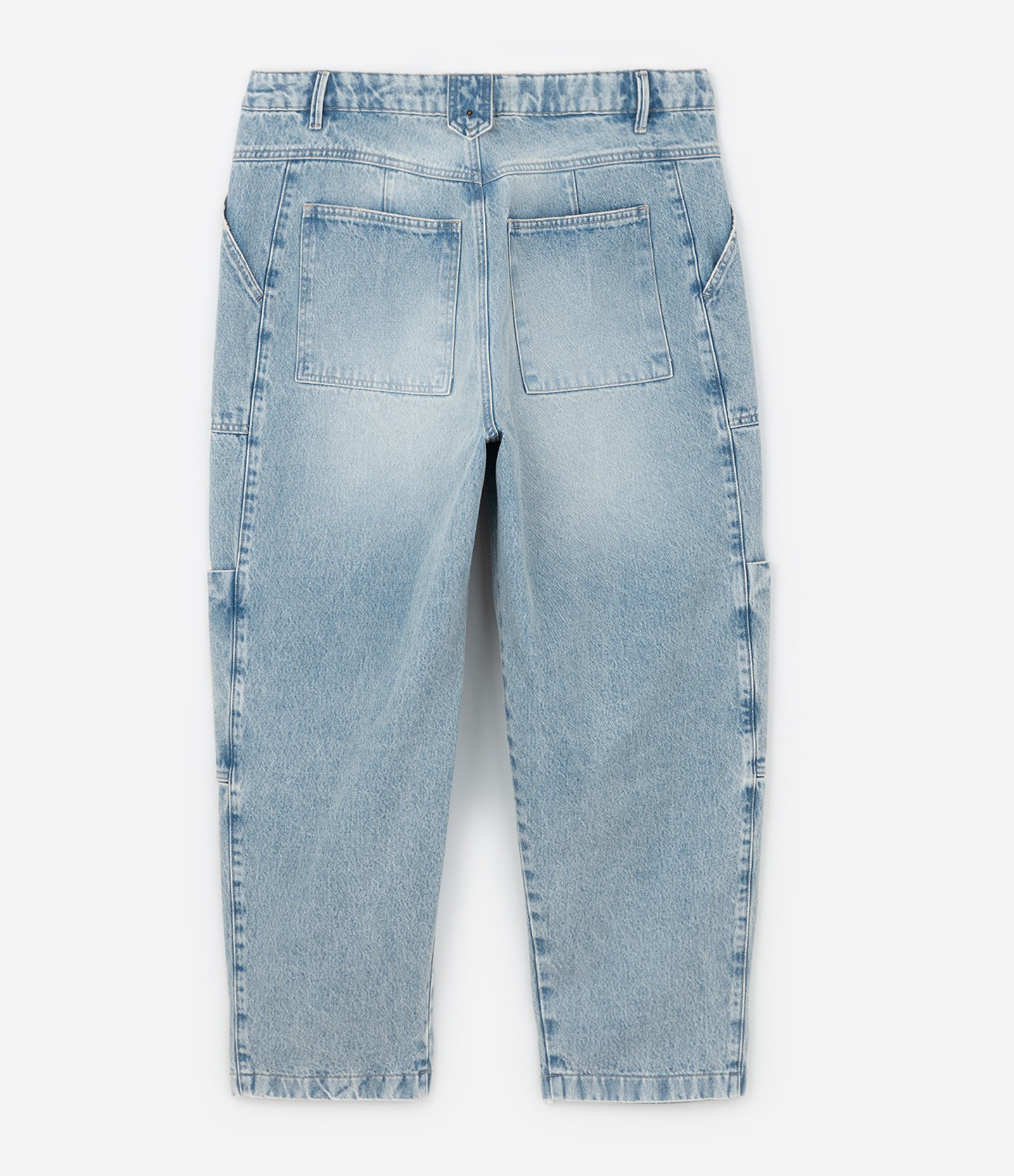 Calça Cenoura em Jeans com Bolsos Cargo e Lavagem Dirty Curve & Plus Size Azul 7