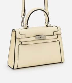 Bolsa Transversal Pequena com Tampa e Viés Contrastantes