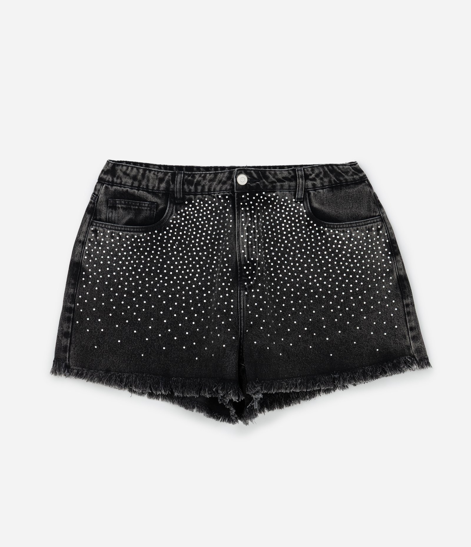 Short Boyfriend em Sarja com Brilhos Aplicados Curve & Plus Size Preto 6