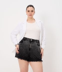 Short Boyfriend em Sarja com Brilhos Aplicados Curve & Plus Size