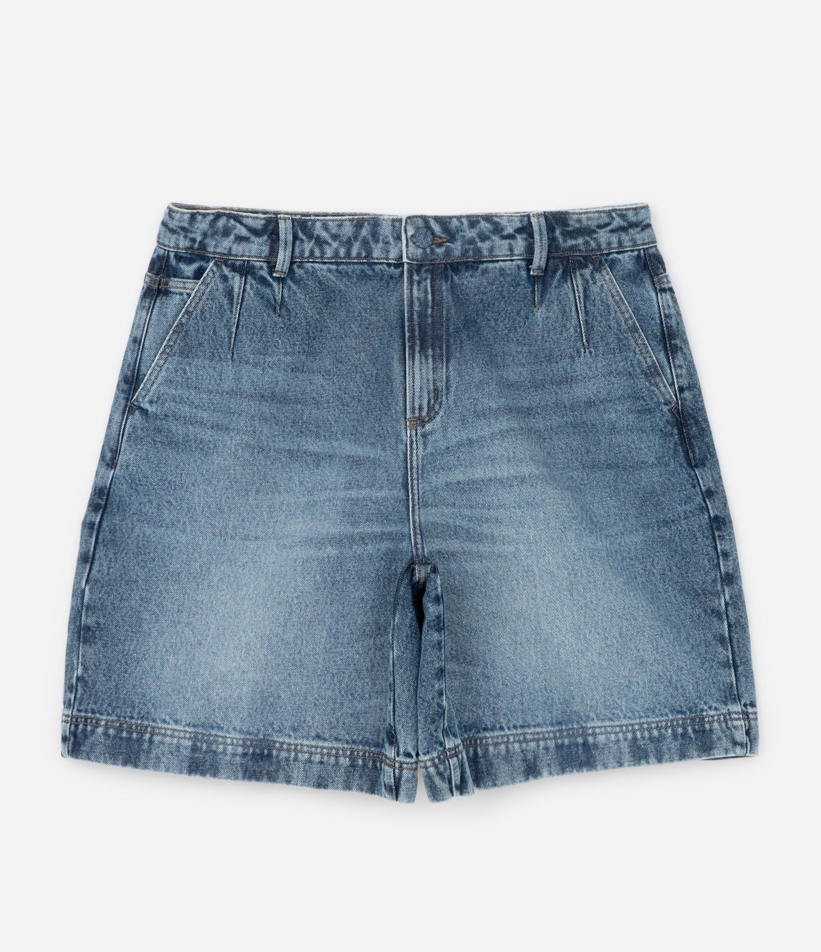 Bermuda em Jeans com Pences e Barra Larga Curve & Plus Size Azul 6