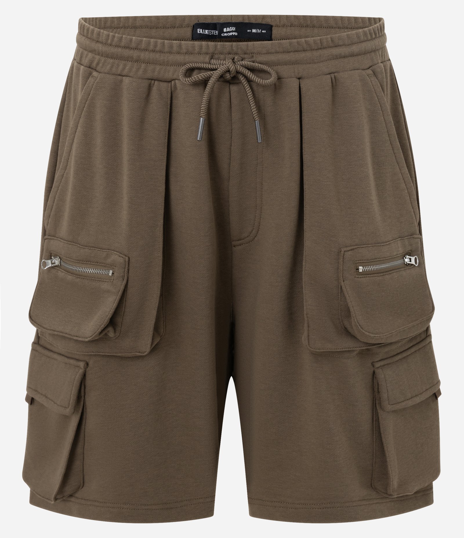 Bermuda em Moletom com Bolsos Cargo Marrom 1