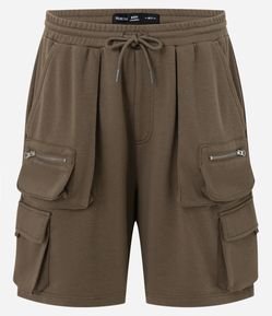 Bermuda em Moletom com Bolsos Cargo