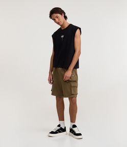 Bermuda em Moletom com Bolsos Cargo