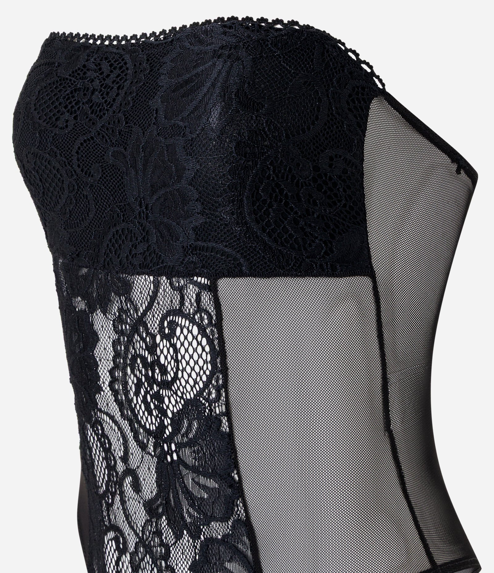 Body em Tule Texturizado com Renda Frontal Preto 7
