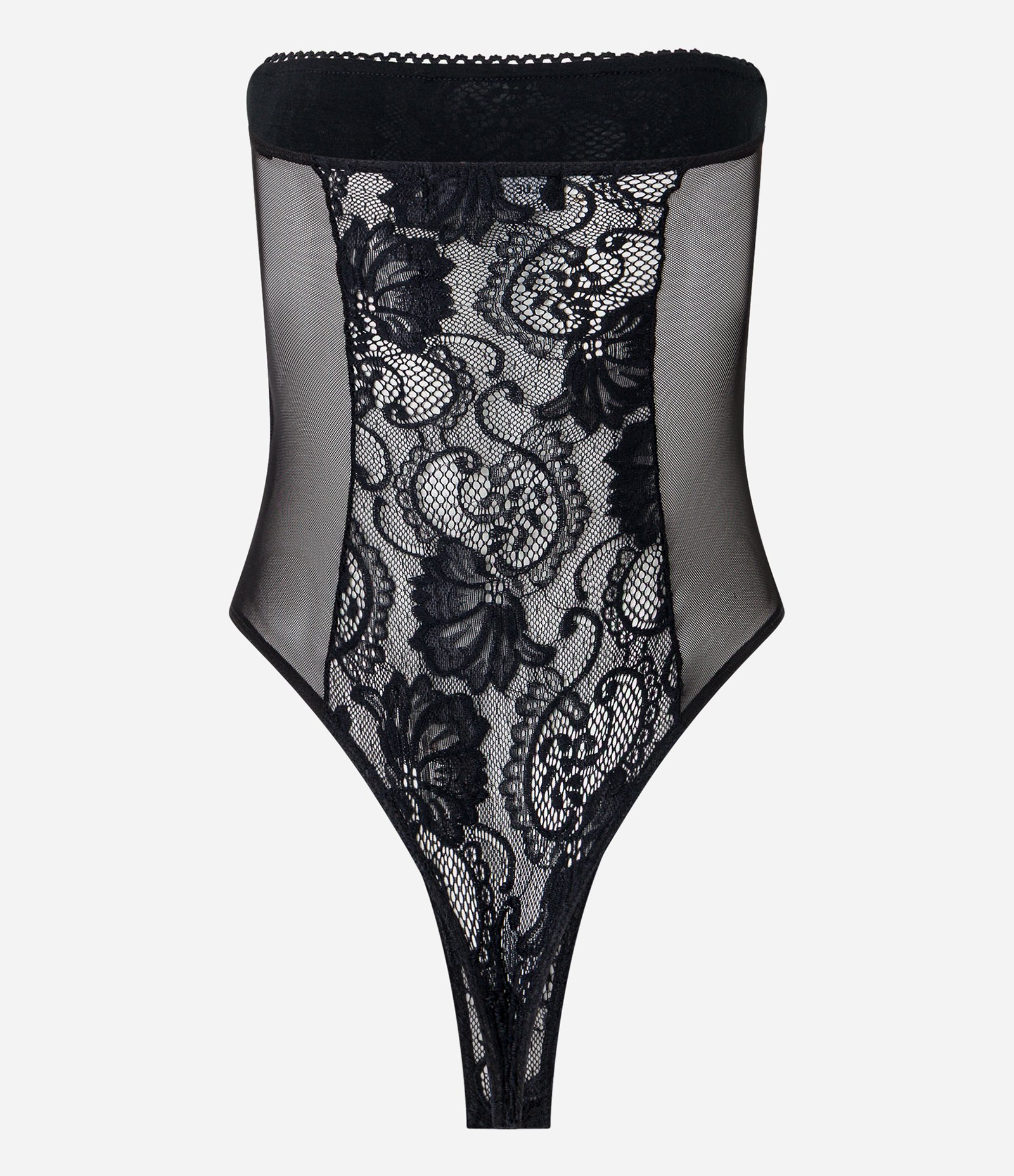 Body em Tule Texturizado com Renda Frontal Preto 8