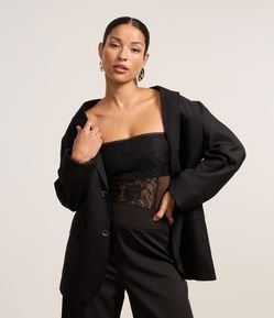 Body em Tule Texturizado com Renda Frontal