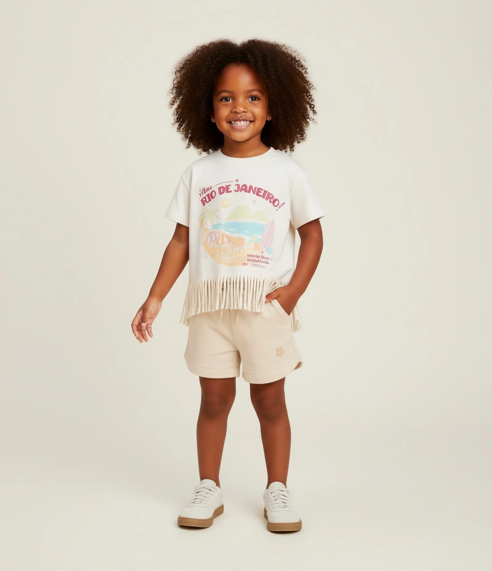 Short Infantil em Modal com Estampa Localizada - Tam 1 a 6 Anos Bege 1