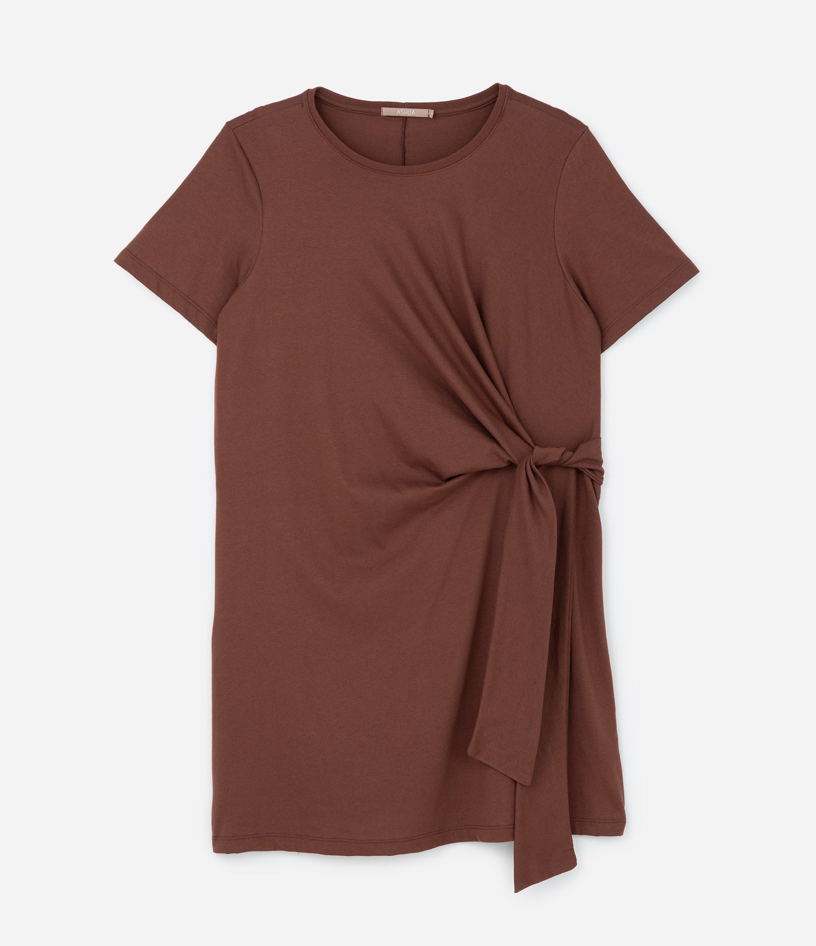 Vestido Curto com Amarração na Lateral Curve & Plus Size Marrom 5