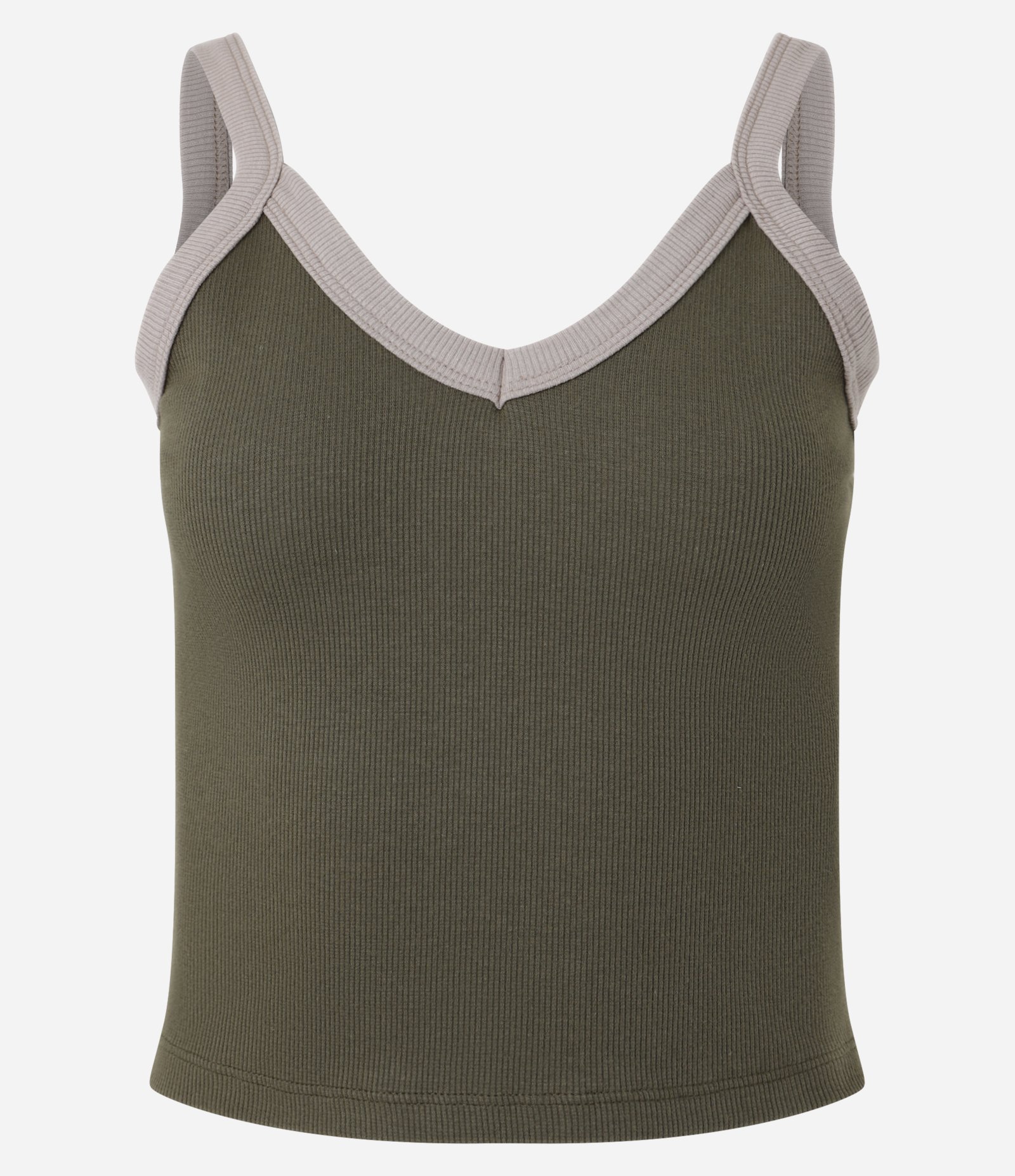 Blusa de Alça em Ribana com Detalhes Contrastantes Verde 4