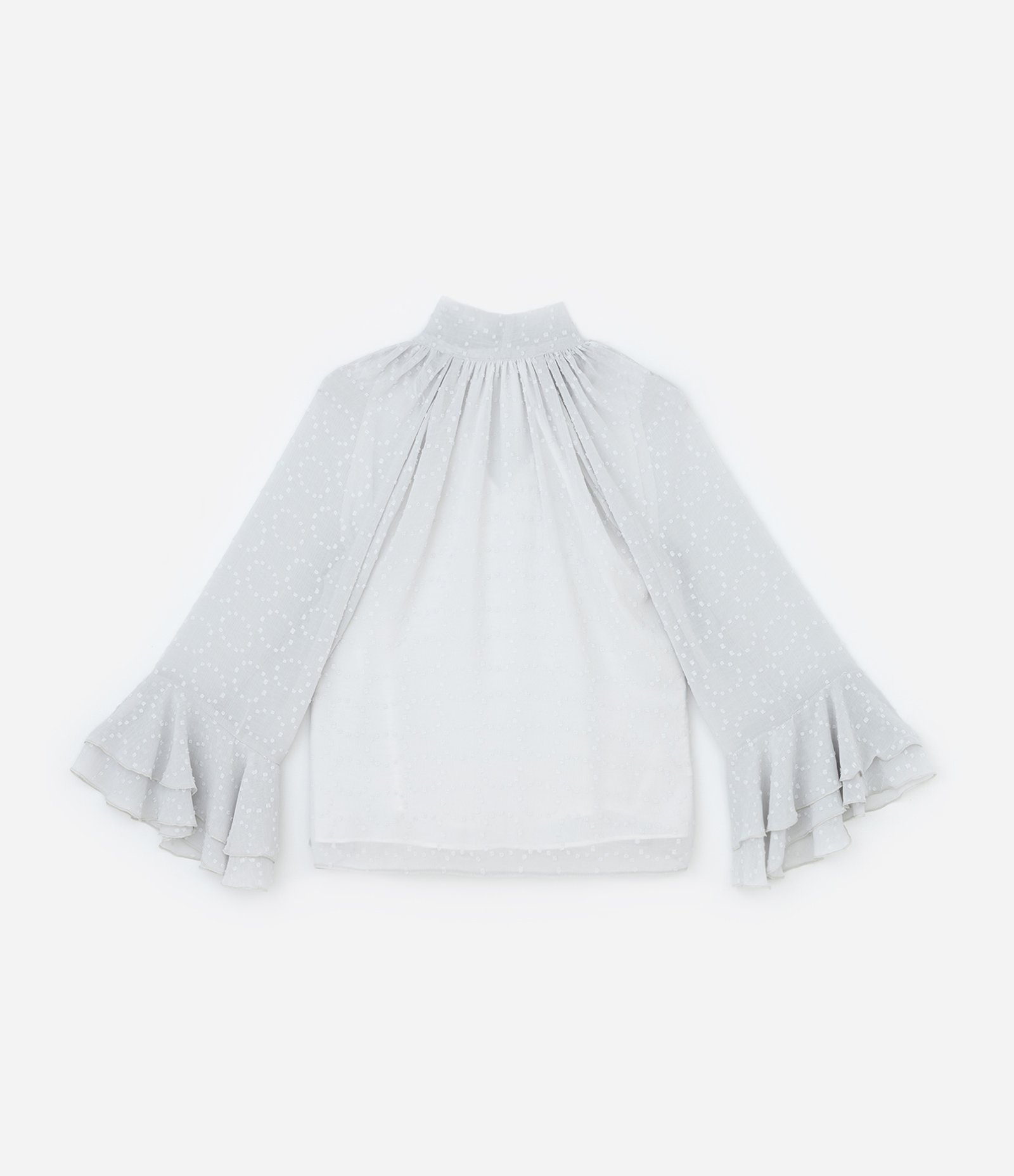 Blusa em Chiffon com Laço e Babado Curve & Plus Size Cinza 5