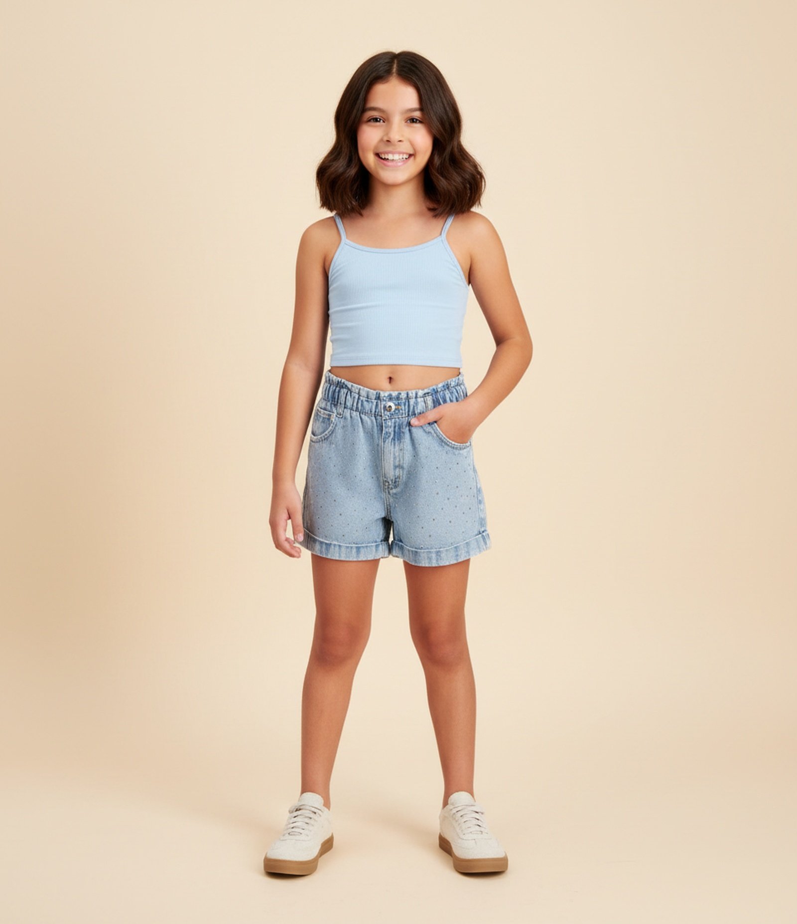 Blusa Top Esportivo Infantil em Algodão - Tam 5 a 14 Anos Azul 1