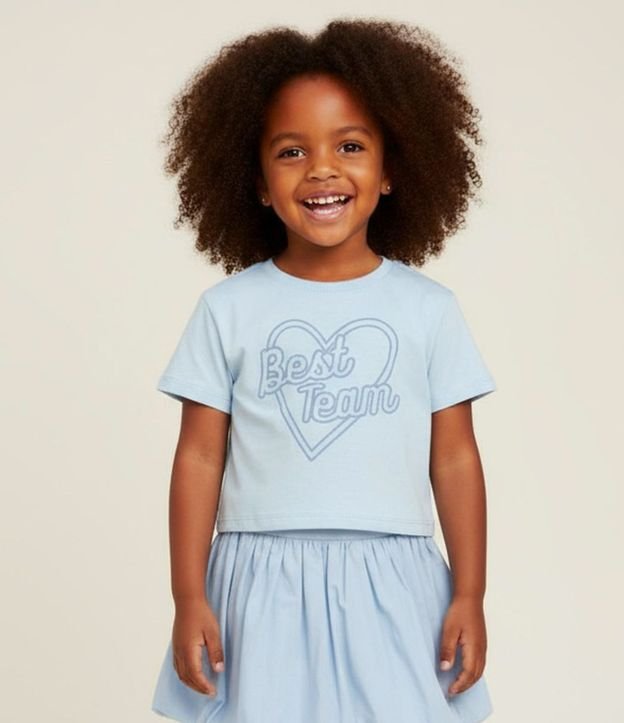 Blusa Infantil com Estampa de Coração e Lettering - Tam 1 A 5 Anos