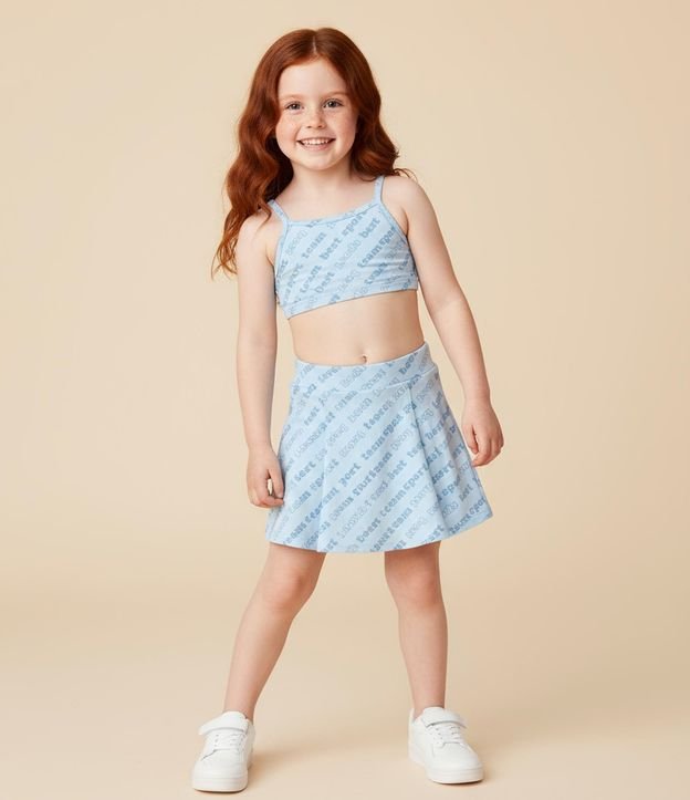 Short Saia Infantil com Pregas e Estampa Lettering - Tam 1 A 5 Anos