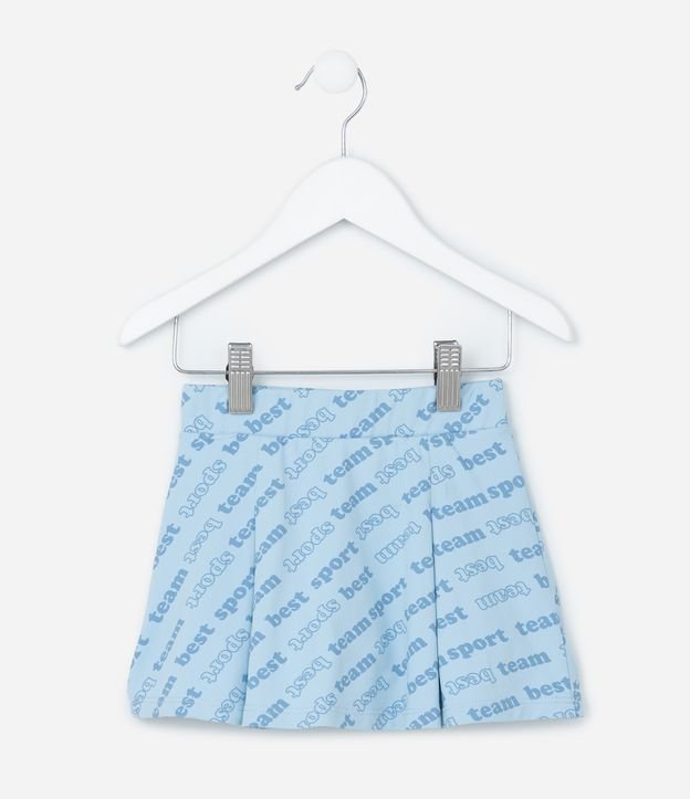 Short Saia Infantil com Pregas e Estampa Lettering - Tam 1 A 5 Anos