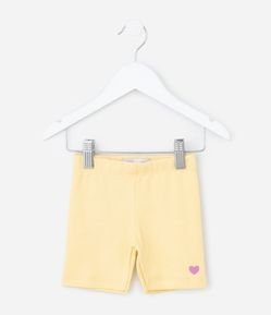 Bermuda Infantil em Ribana com Estampa Localizada de Coração - Tam 1 a 6 Anos