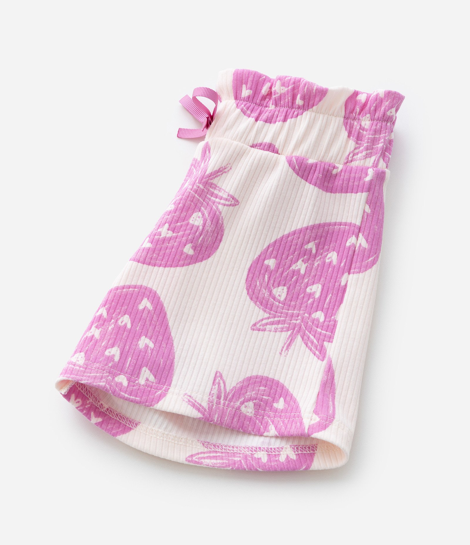 Short Clochard Infantil com Estampa Morangos - Tam1 a 6 Anos Bege/Rosa 4