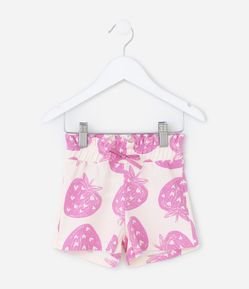 Short Clochard Infantil com Estampa Morangos - Tam1 a 6 Anos