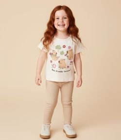 Calça Legging Infantil em Ribana com Frufru - Tam 1 a 6 Anos