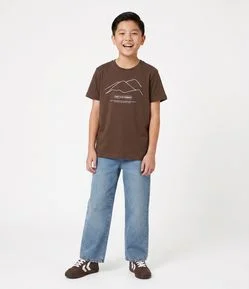 Camiseta Infantil com Estampa Montanhas - Tam 5 a 14 Anos
